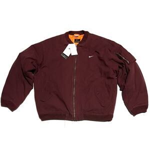 Nike Life Mens Woven Flight Bomber Jacket Maroon Size XL Insulated DX0680-681